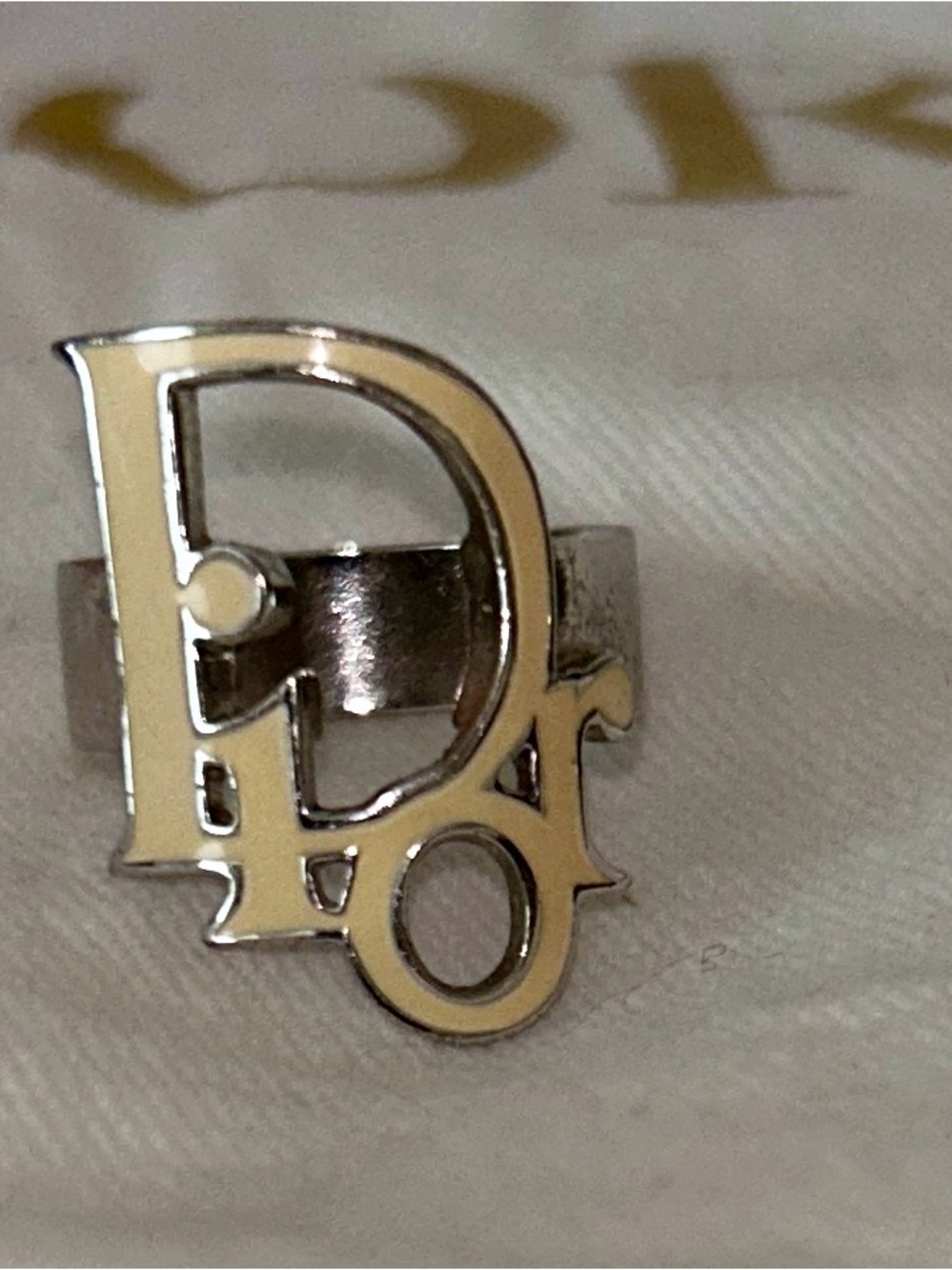 Christian Dior Authentic  Oblique Monogram Logo Ring.  Size 6. Vintage
